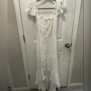 Magnolia Boutique Off The Shoulder High Low Dress Women’s Size Large 12-14 White